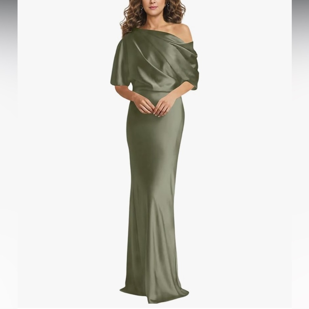 NWT Olive green satin wedding dress